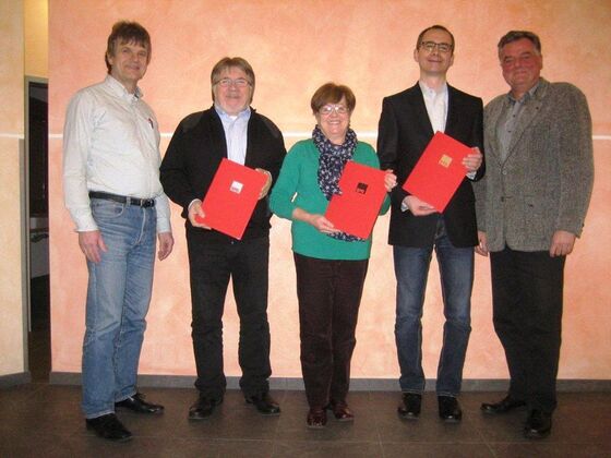 v.l.n.r.: Gerd Förster, Erhard Zammert, Getraude Frost, Thomas Fingerling, Udo Umbach